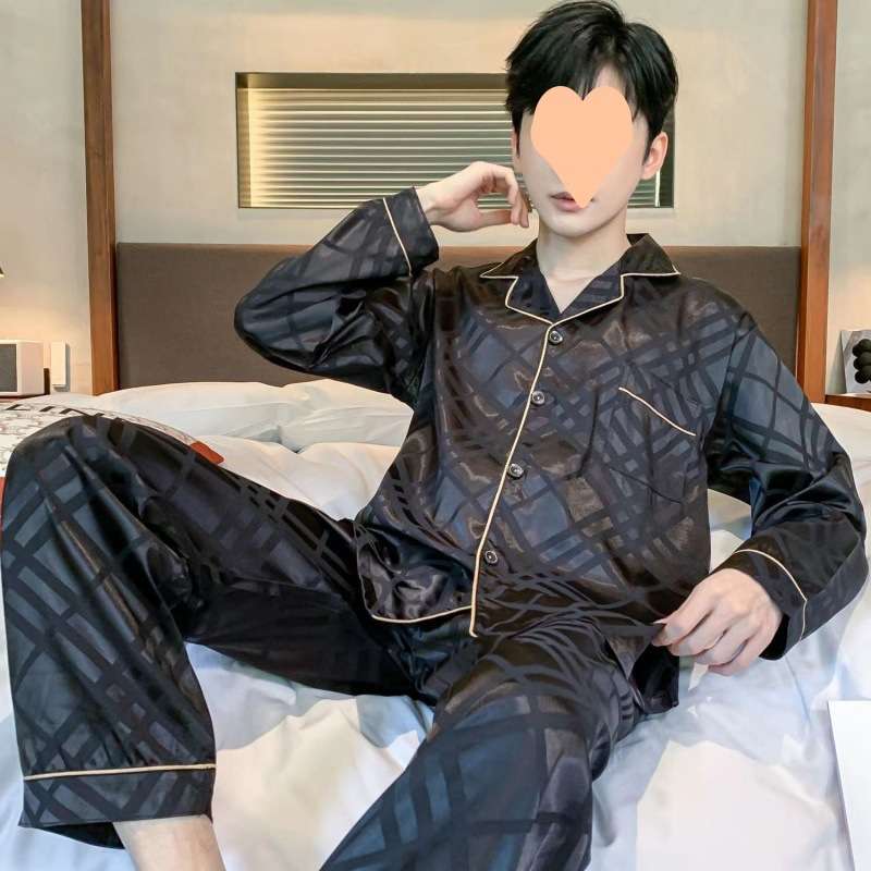 メンズパジャマ アルファベット柄シルクパジャマ