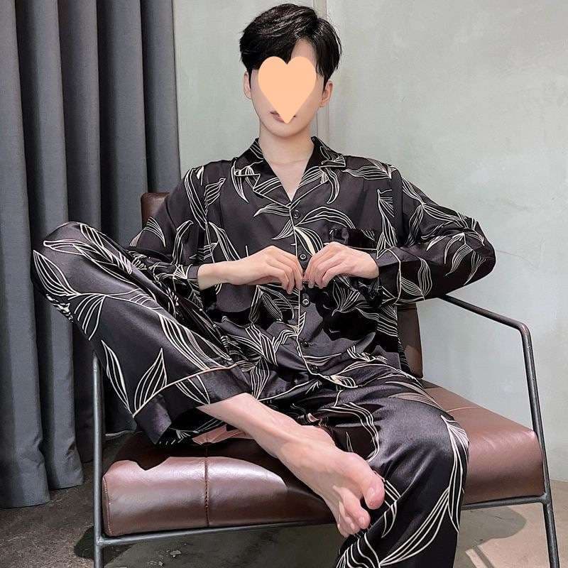 メンズパジャマ アルファベット柄シルクパジャマ