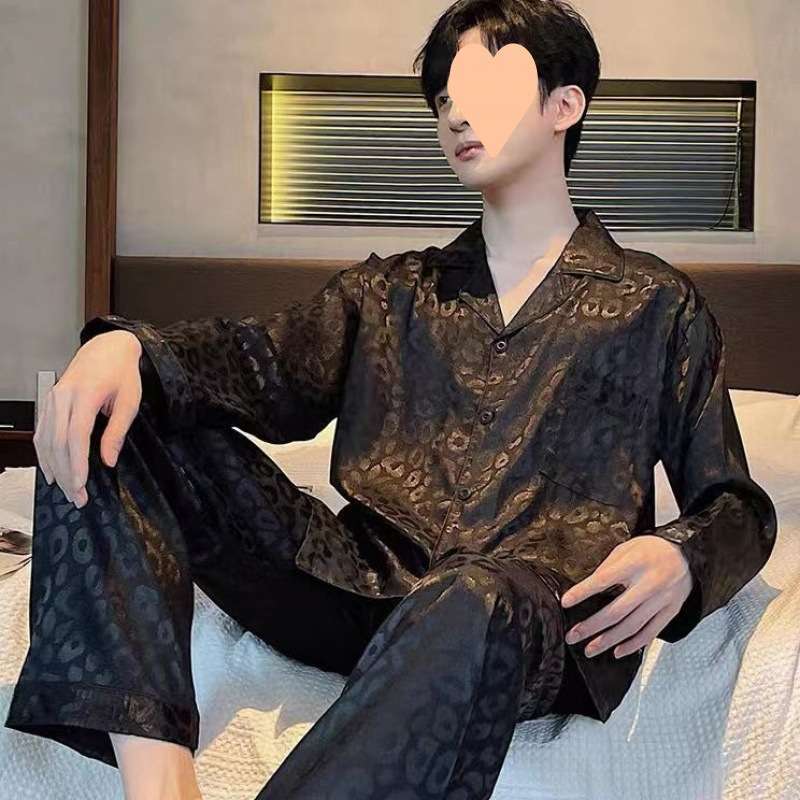 メンズパジャマ アルファベット柄シルクパジャマ
