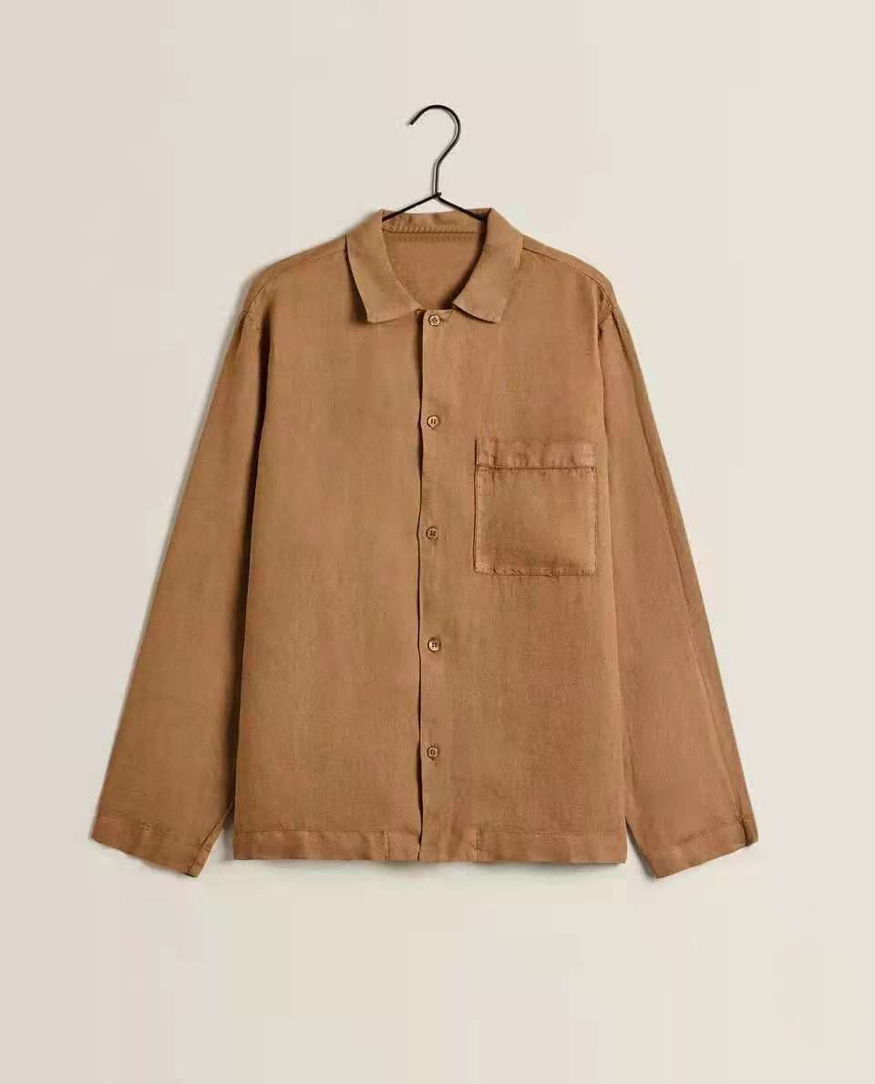 メンズパジャマ 涼やか麻素材のゆったりパジャマ