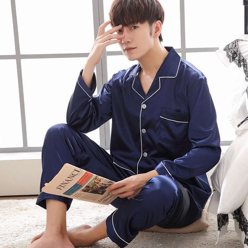 メンズパジャマ 上質なシルク光沢パジャマセット