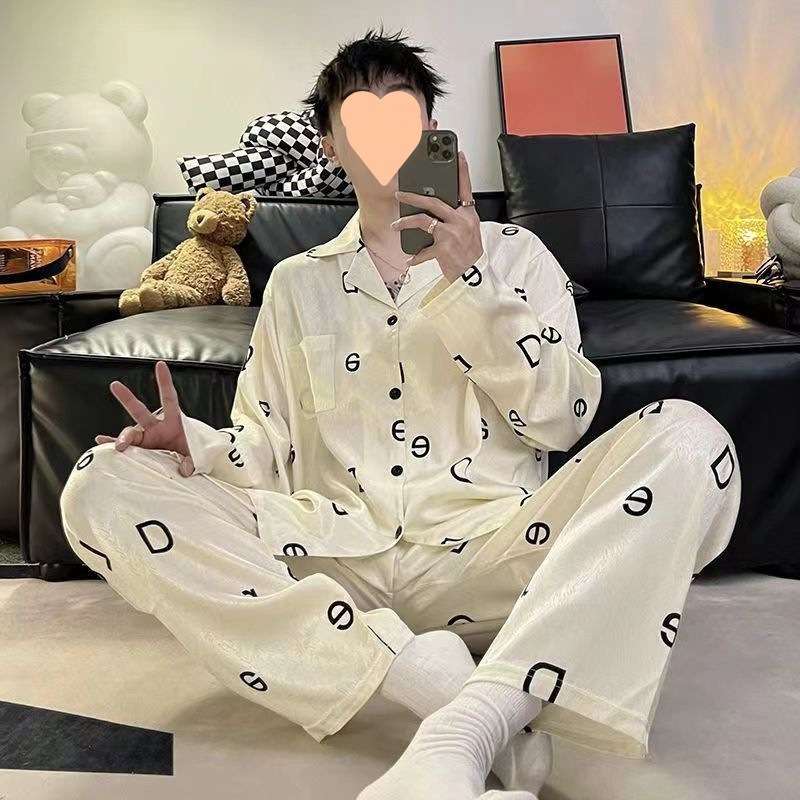 メンズパジャマ アルファベット柄シルクパジャマ