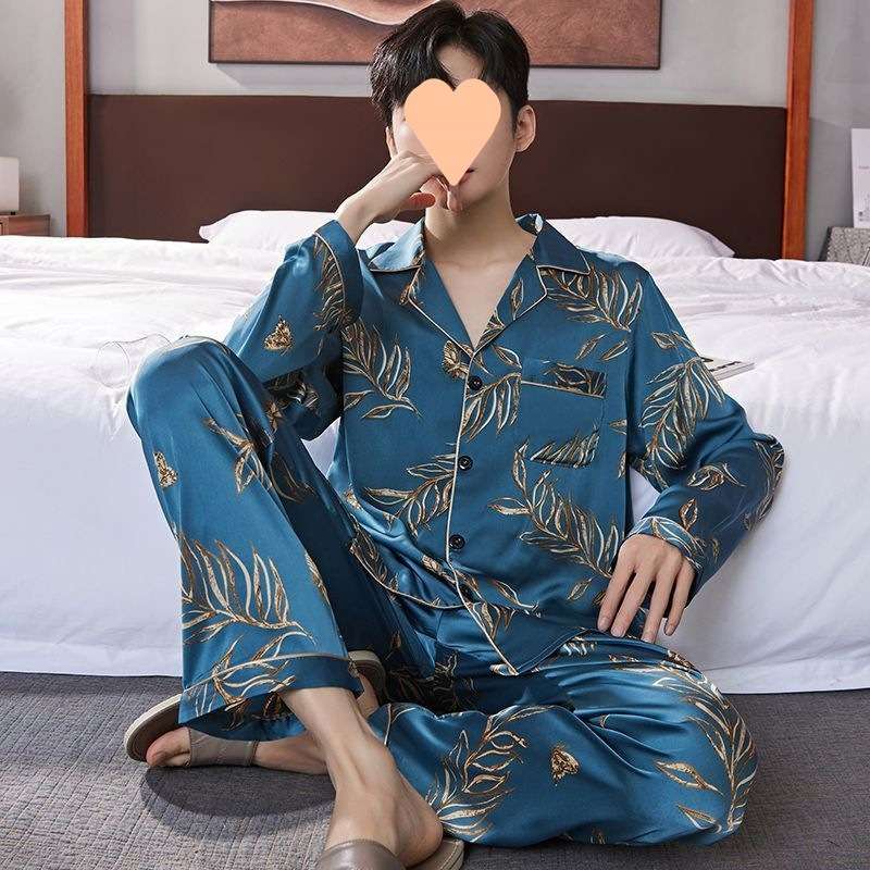 メンズパジャマ アルファベット柄シルクパジャマ