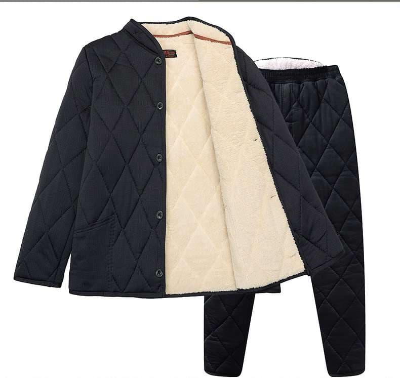 メンズパジャマ もこもこキルト冬用パジャマ上下セット