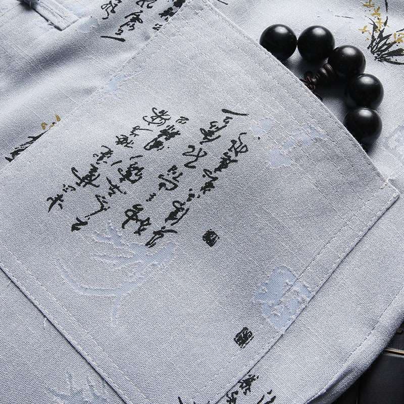 メンズパジャマ 優雅な書道柄パジャマ上下セット