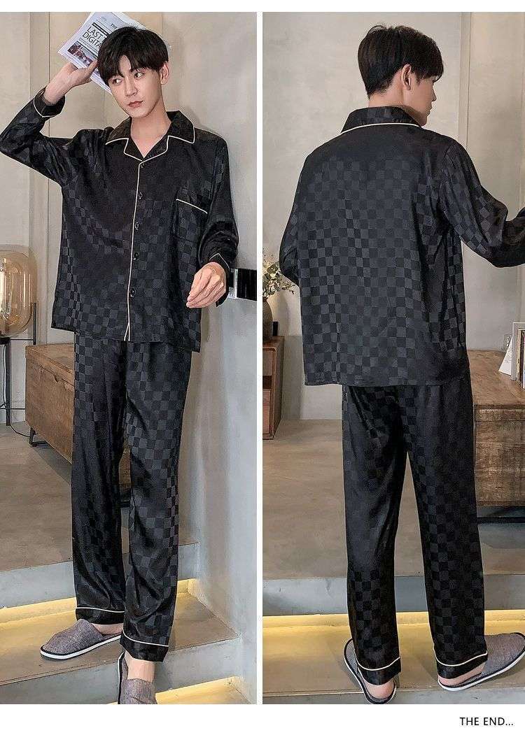 メンズパジャマ 上品な光沢 紳士用シルク寝間着