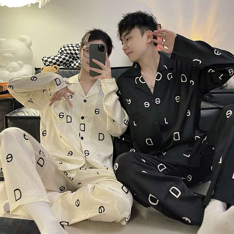 メンズパジャマ 紳士用クマ柄シルクパジャマ