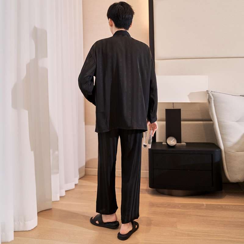メンズパジャマ 上質シルク風ラウンジウェアセット