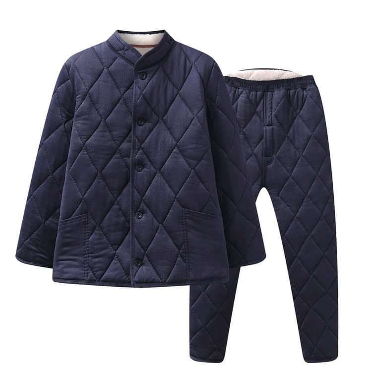 メンズパジャマ もこもこキルト冬用パジャマ上下セット